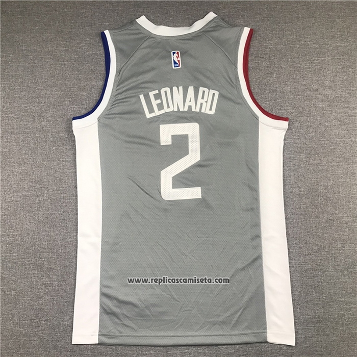 Camiseta Los Angeles Clippers Kawhi Leonard #2 Earned 2020-21 Gris